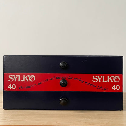 Vintage Sylko Navy and Red Haberdashery Cotton Reel Drawers