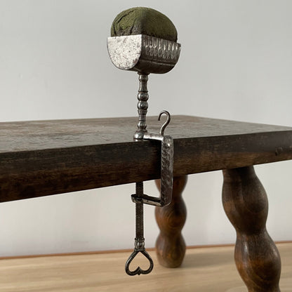 Antique 19th Century Steel Cushion Table Clamp Green