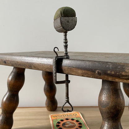 Antique 19th Century Steel Cushion Table Clamp Green