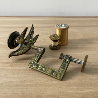 Victorian Cast Brass Sewing Bird Clamp – c.1860 Ornate Pincushion Clamp