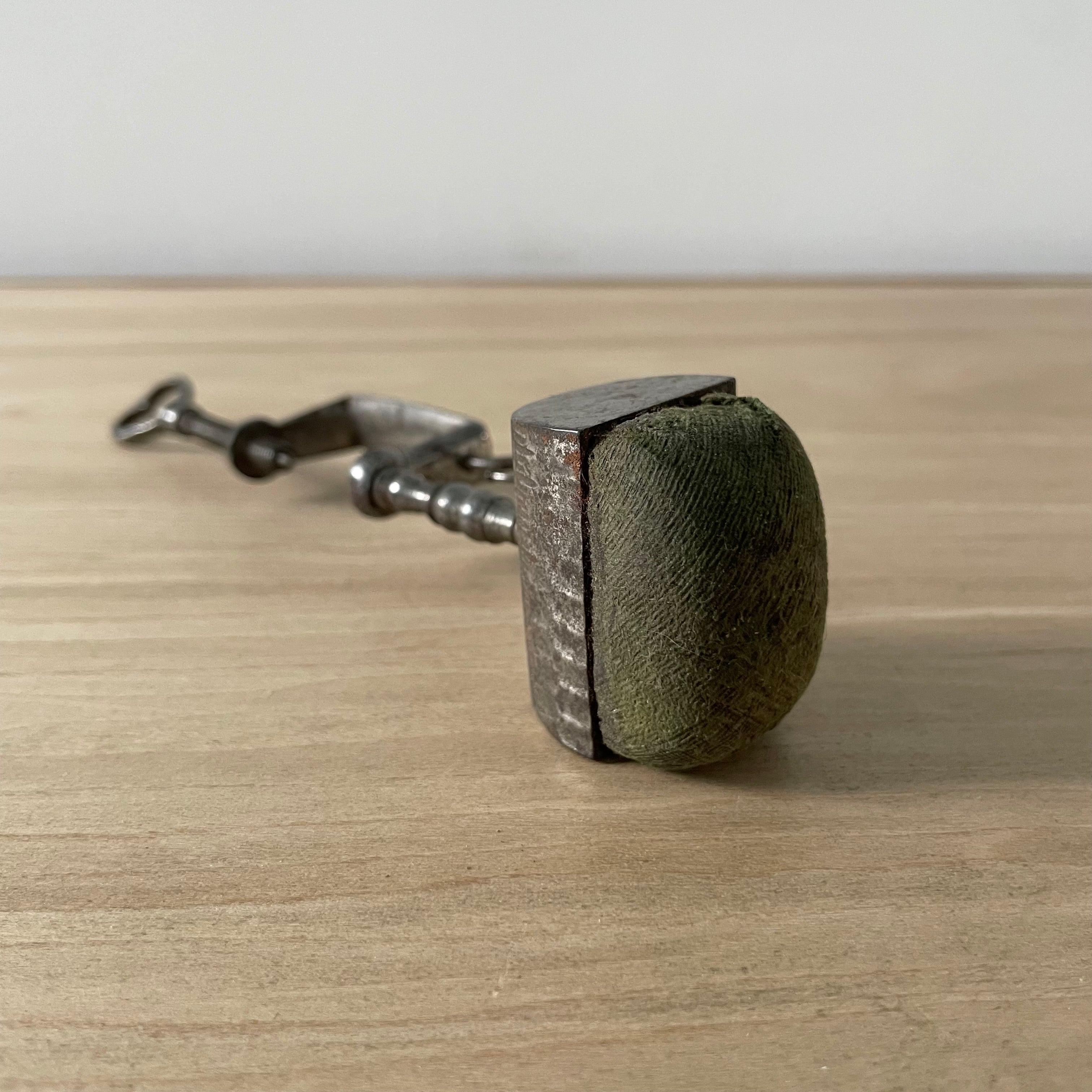 Antique 19th Century Steel Cushion Table Clamp Green