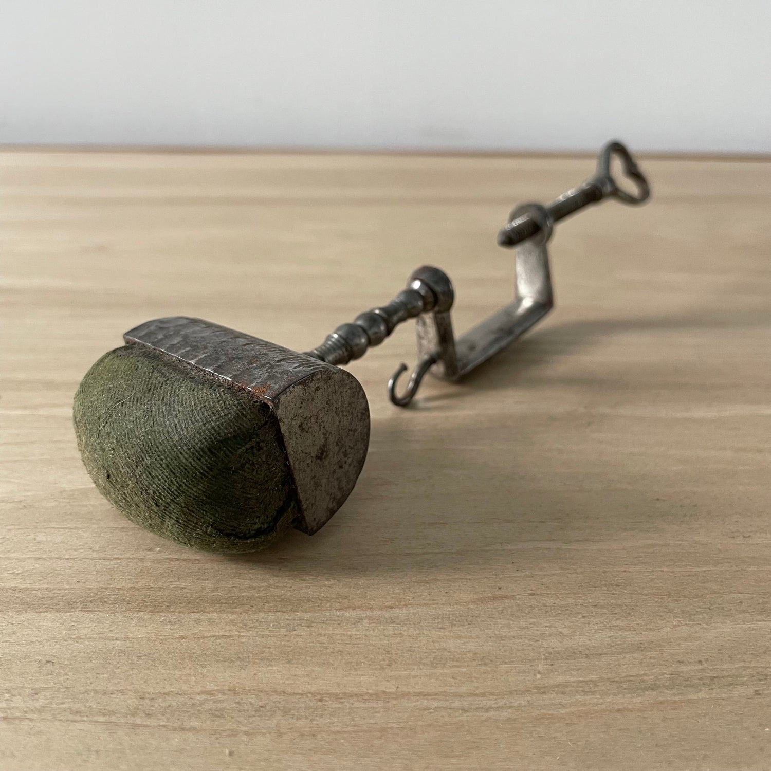 Antique 19th Century Steel Cushion Table Clamp Green