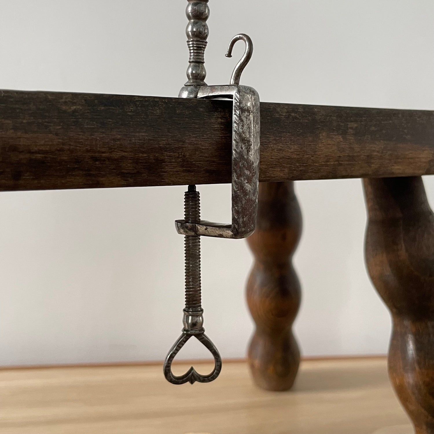 Antique 19th Century Steel Cushion Table Clamp Green