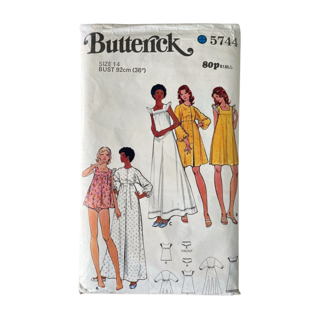 Butterick 5744 Womens Size 12 Nightdress Nightwear Dressing Gown