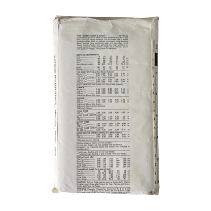 Butterick 5744 Womens Size 12 Nightdress Nightwear Dressing Gown