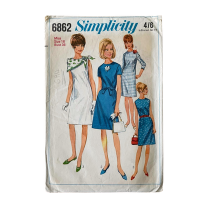 Simplicity 6862 Womens Size 12 Bust 36” Dress