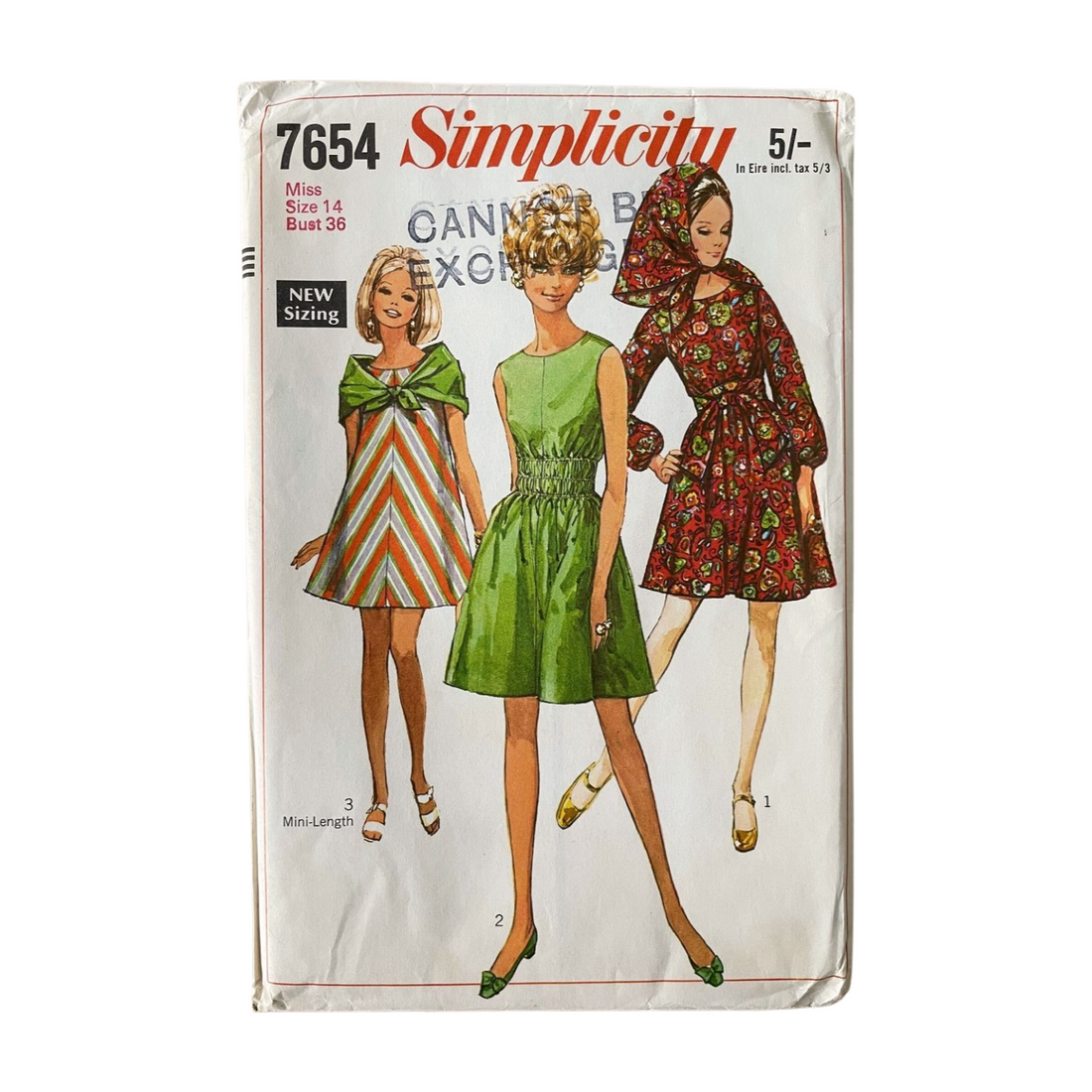 Simplicity 7654 Womens Size 12 Bust 36” Dress Scarf FF