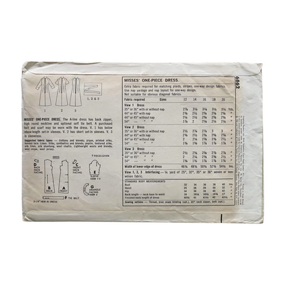 Simplicity 6862 Womens Size 12 Bust 36” Dress