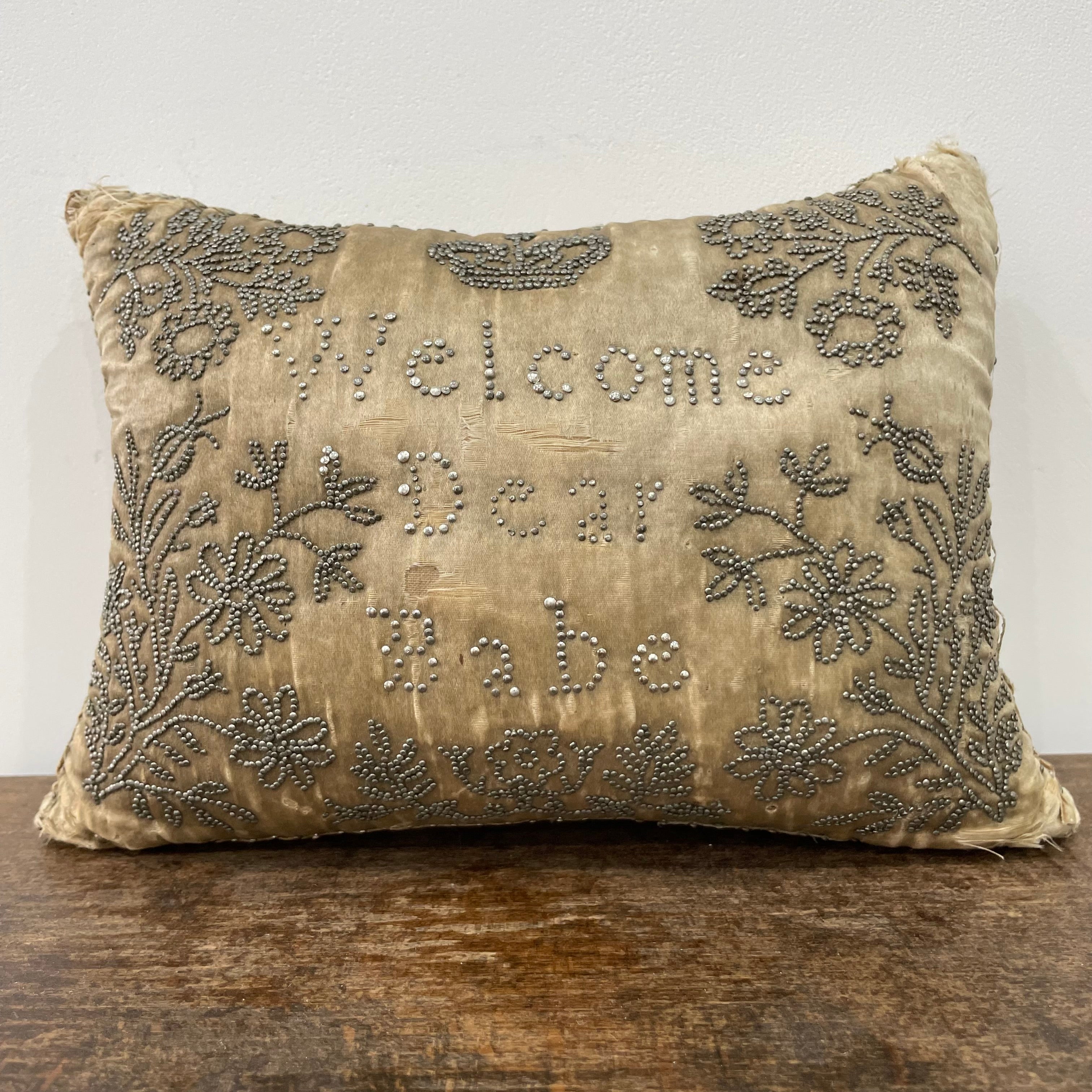 Antique Cream Silk Layette Pin Cushion - &