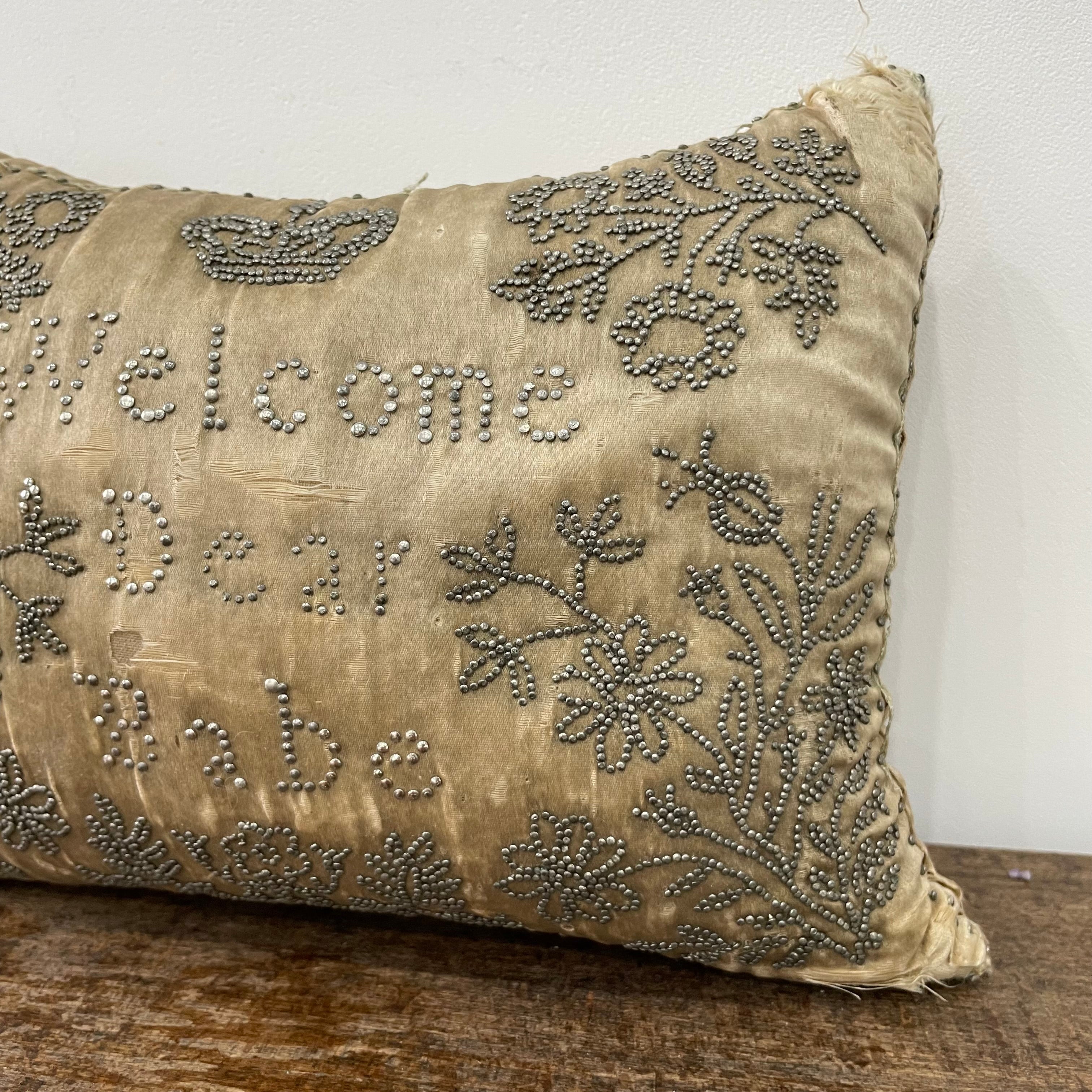 Antique Cream Silk Layette Pin Cushion - &