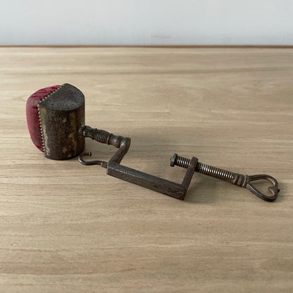 Antique 19th Century Steel Cushion Table Clamp Red