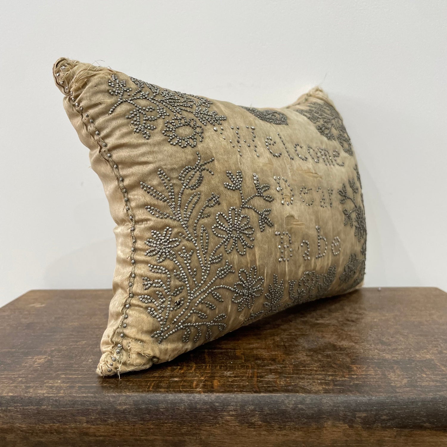 Antique Cream Silk Layette Pin Cushion - &