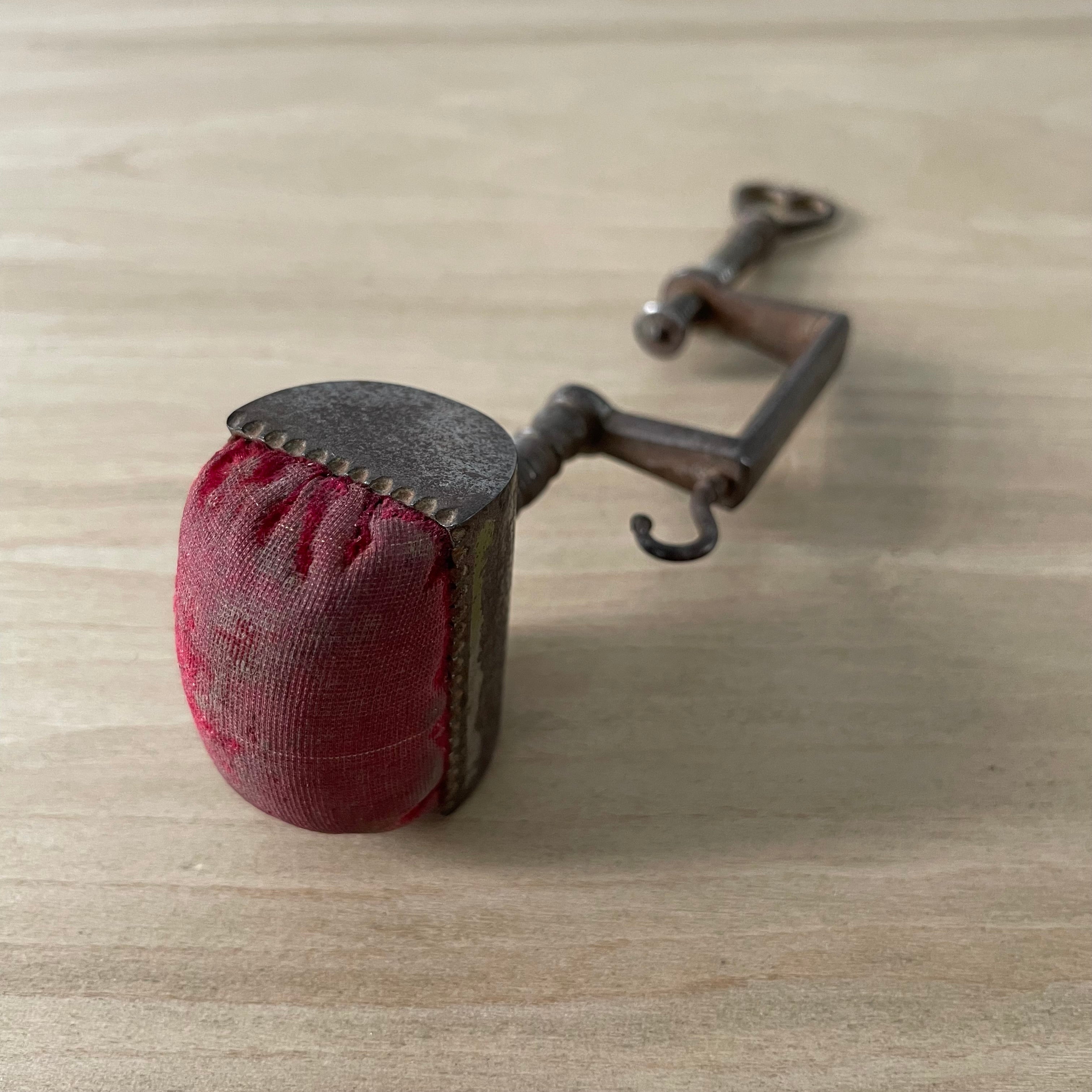 Antique 19th Century Steel Cushion Table Clamp Red