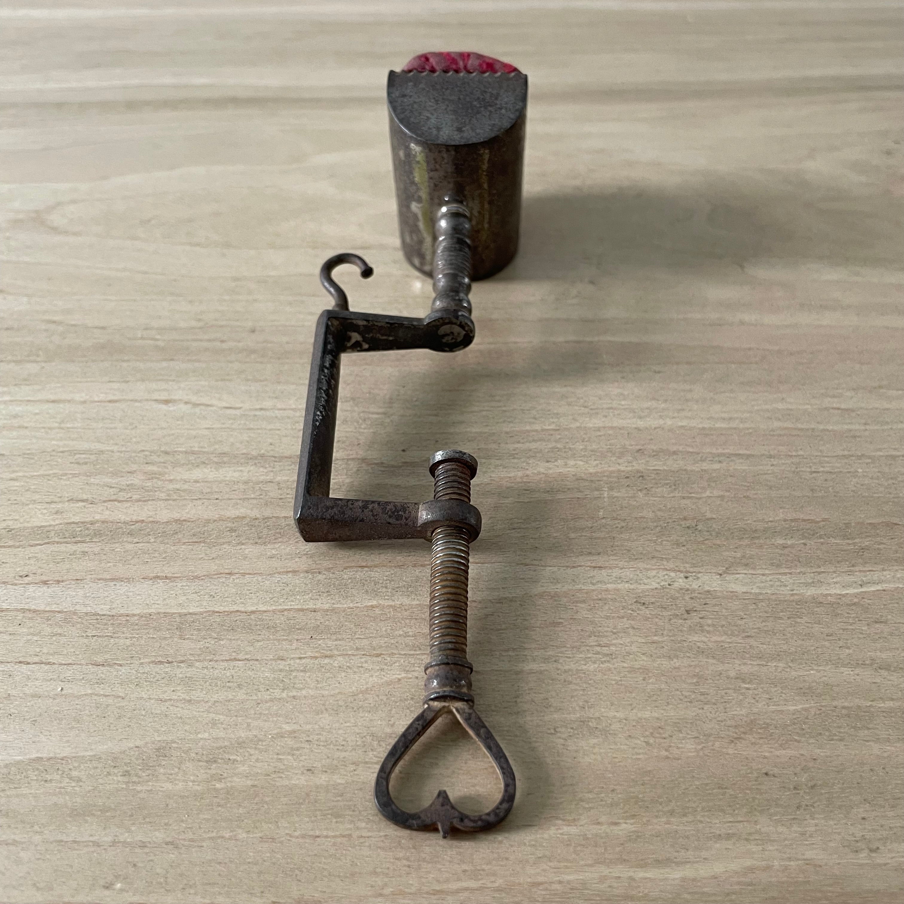 Antique 19th Century Steel Cushion Table Clamp Red