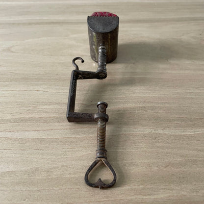 Antique 19th Century Steel Cushion Table Clamp Red