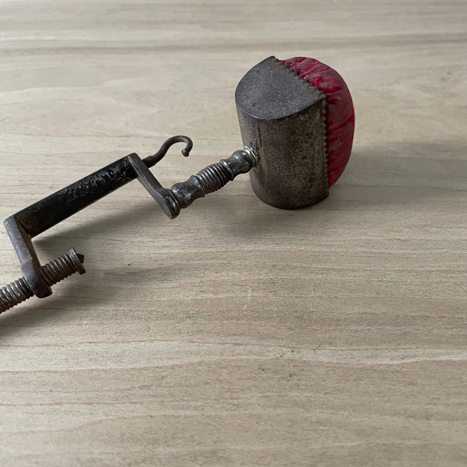 Antique 19th Century Steel Cushion Table Clamp Red