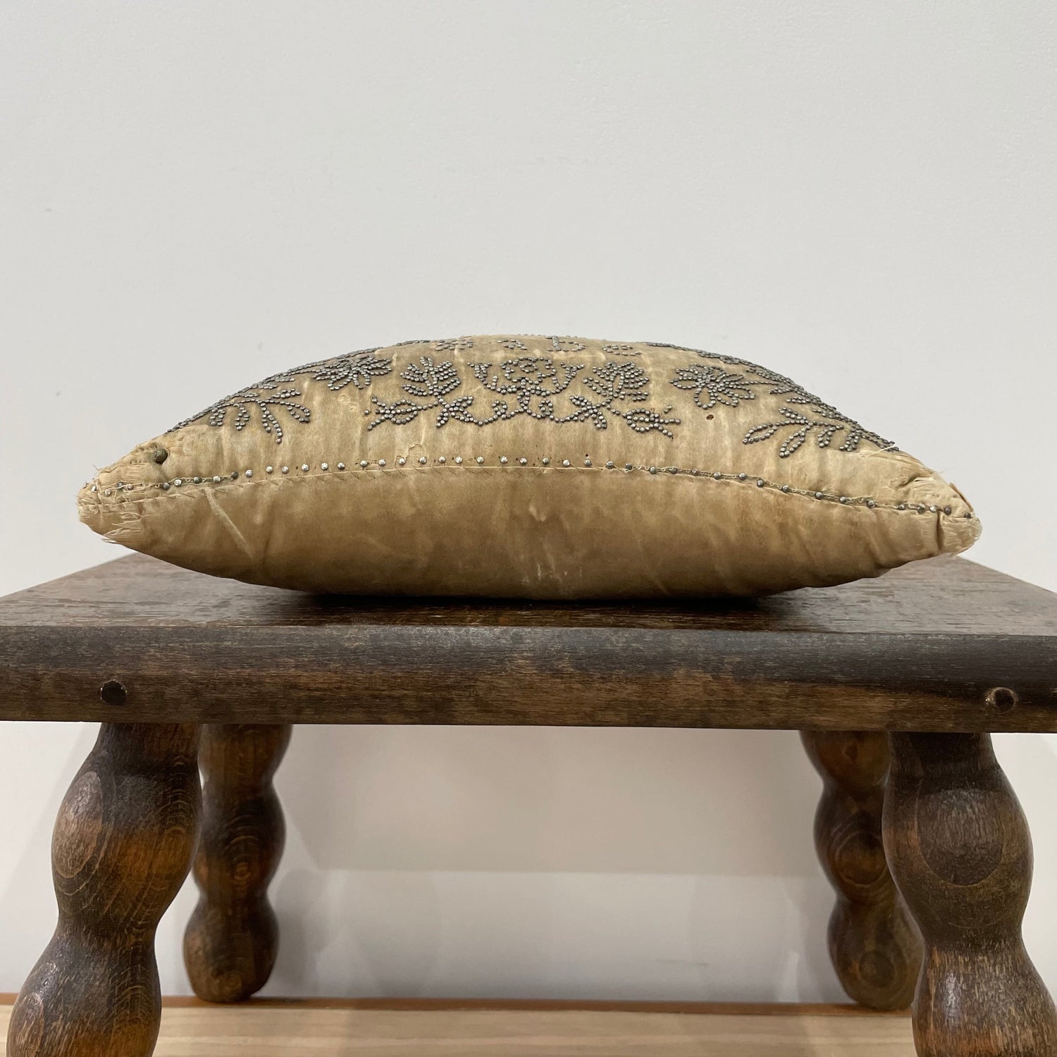 Antique Cream Silk Layette Pin Cushion - &