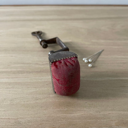 Antique 19th Century Steel Cushion Table Clamp Red