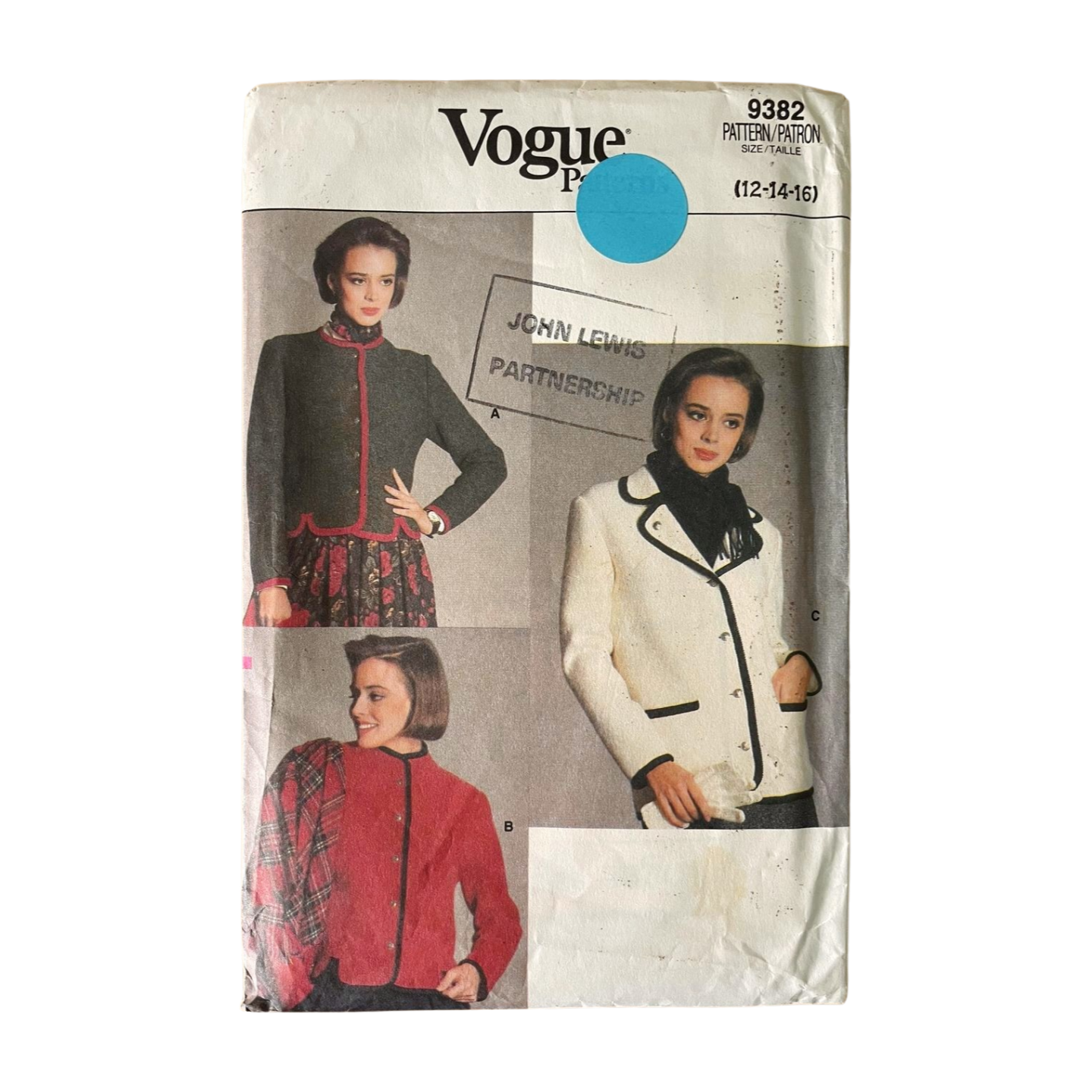 Vogue 9382 Womens Size 10-14 Jacket