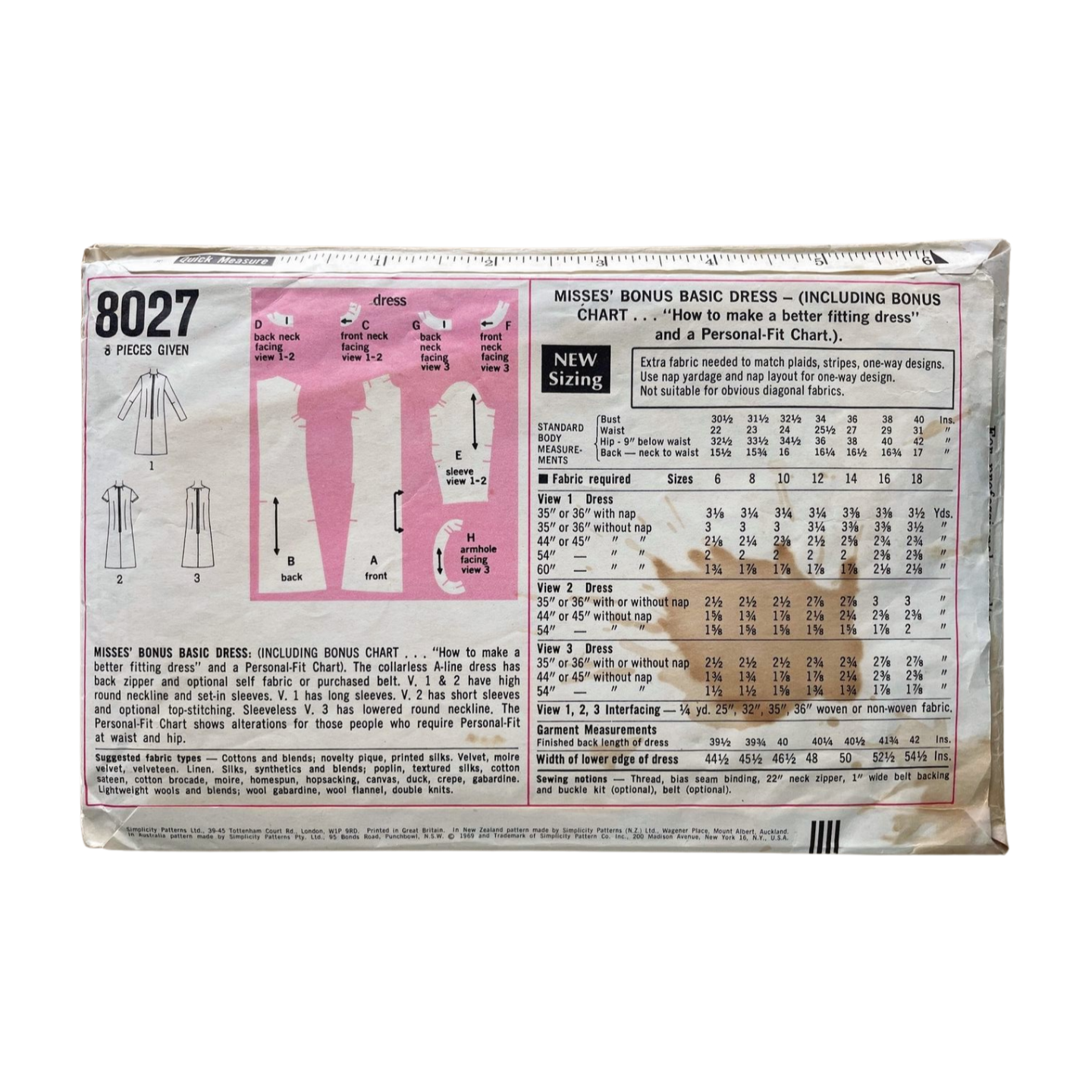 Simplicity 8027 Womens Size 12 Dress