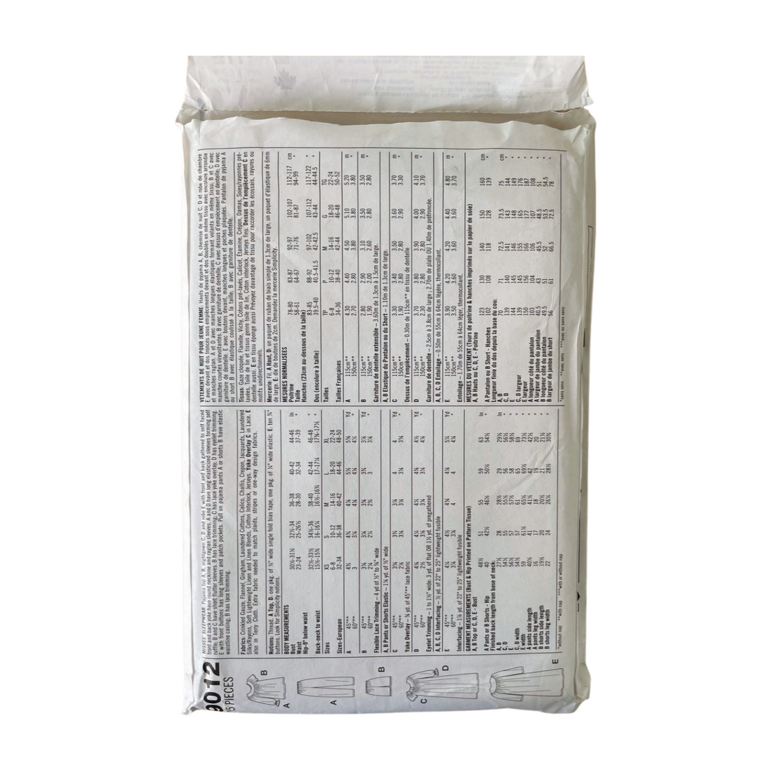 Simplicity 9012 Womens Size XS-M Nightwear Robe FF