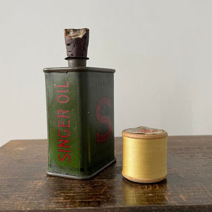 Rare Early Singer Sewing Machine Oil Can – Square Metal with Cork Stopper – c.1920s–30s
