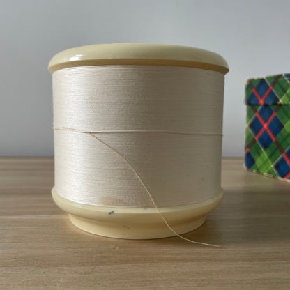 Vintage Coats “Mile Long” Thread in Original Box – White Plastic Reel – c.1950s–60s