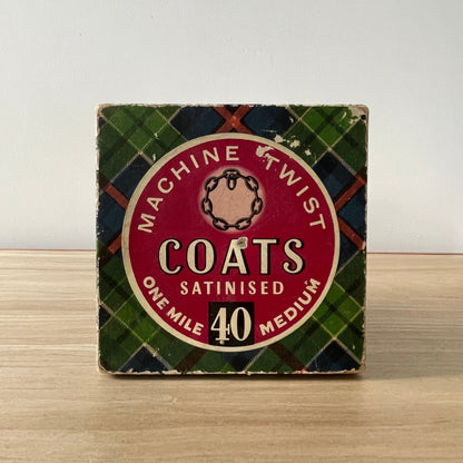 Vintage Coats “Mile Long” Thread in Original Box – White Plastic Reel – c.1950s–60s