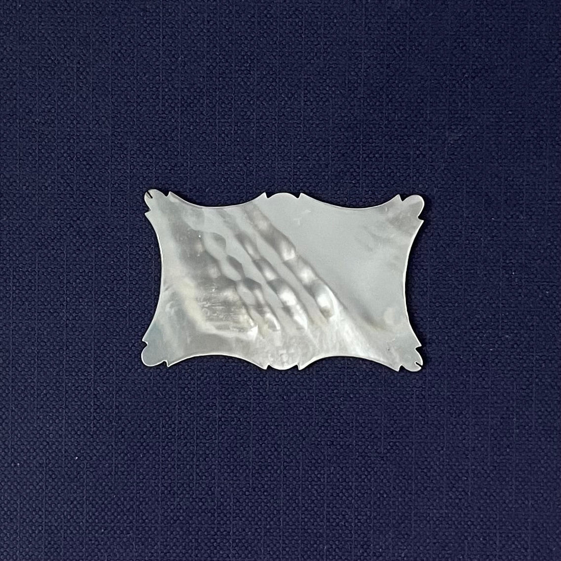 Antique Mother of Pearl Thread Winder – Ornate Scroll-Edged Form c.1850-80s