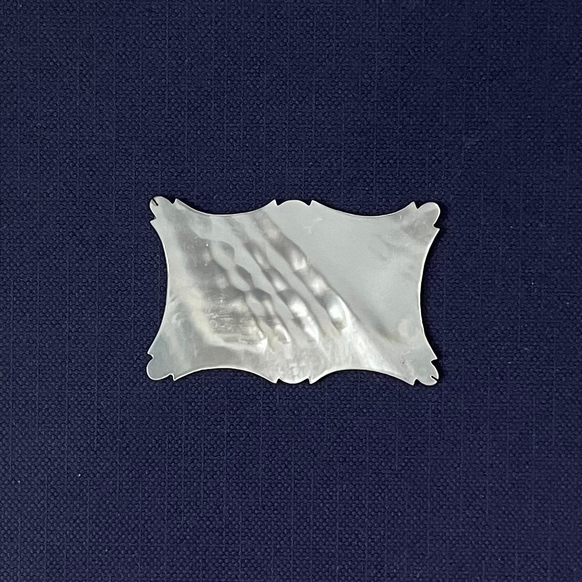 Antique Mother of Pearl Thread Winder – Ornate Scroll-Edged Form c.1850-80s