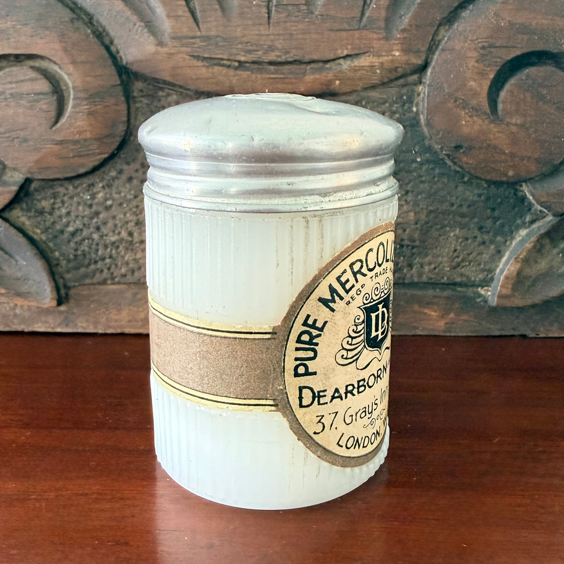 Dearborn Mercolized Wax Jar London Art Deco Vanity Pot