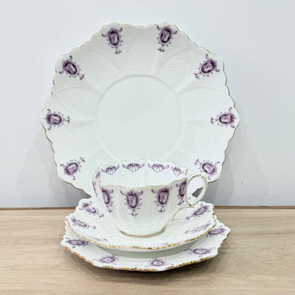 Pre-War Paragon China Purple Cameo Tea Set Cups Saucers Milk Sugar Plate