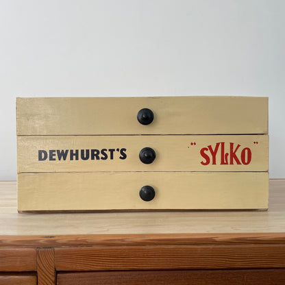 Vintage Dewhurst’s Sylko Cotton Reel Drawers – Three-Drawer Shop Display Cabinet