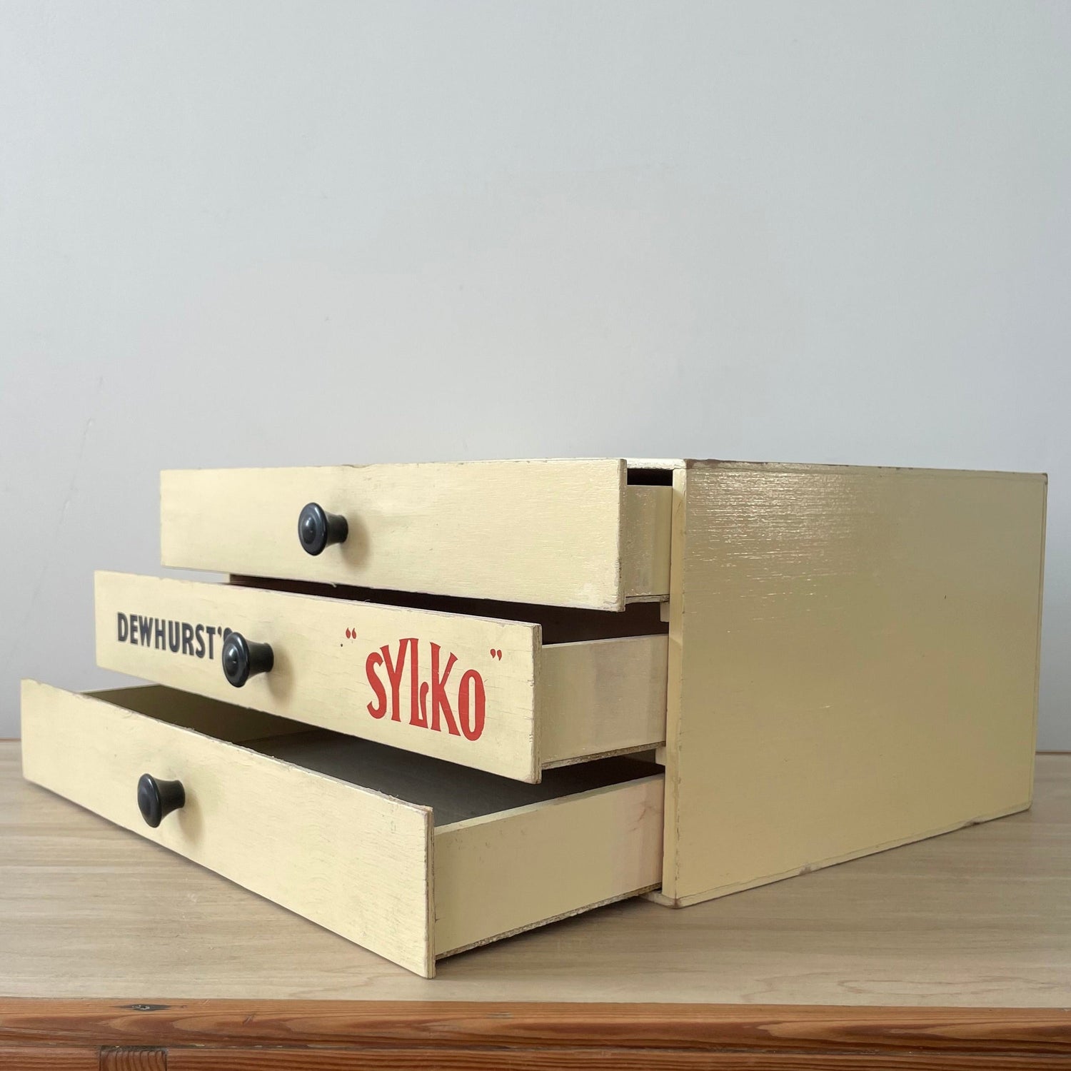 Vintage Dewhurst’s Sylko Cotton Reel Drawers – Three-Drawer Shop Display Cabinet