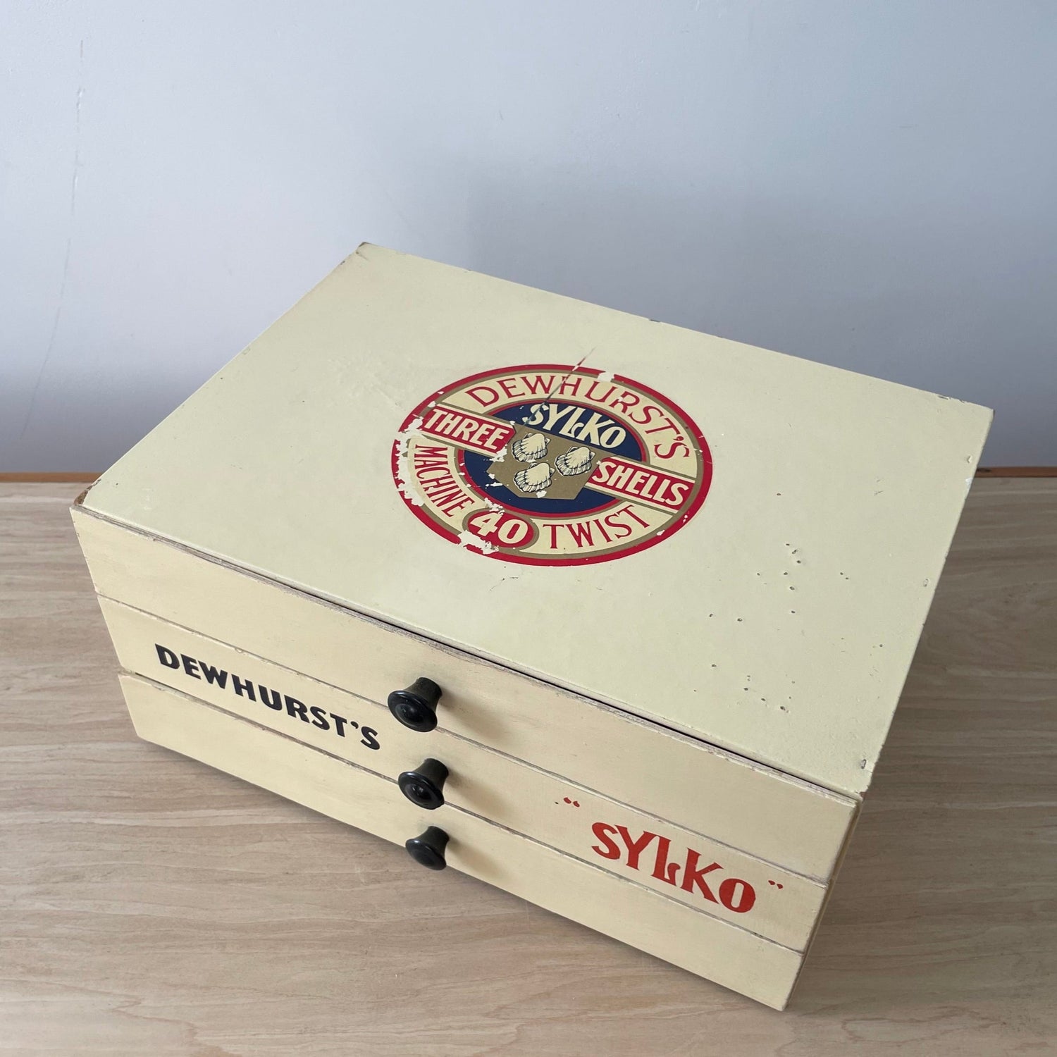 Vintage Dewhurst’s Sylko Cotton Reel Drawers – Three-Drawer Shop Display Cabinet