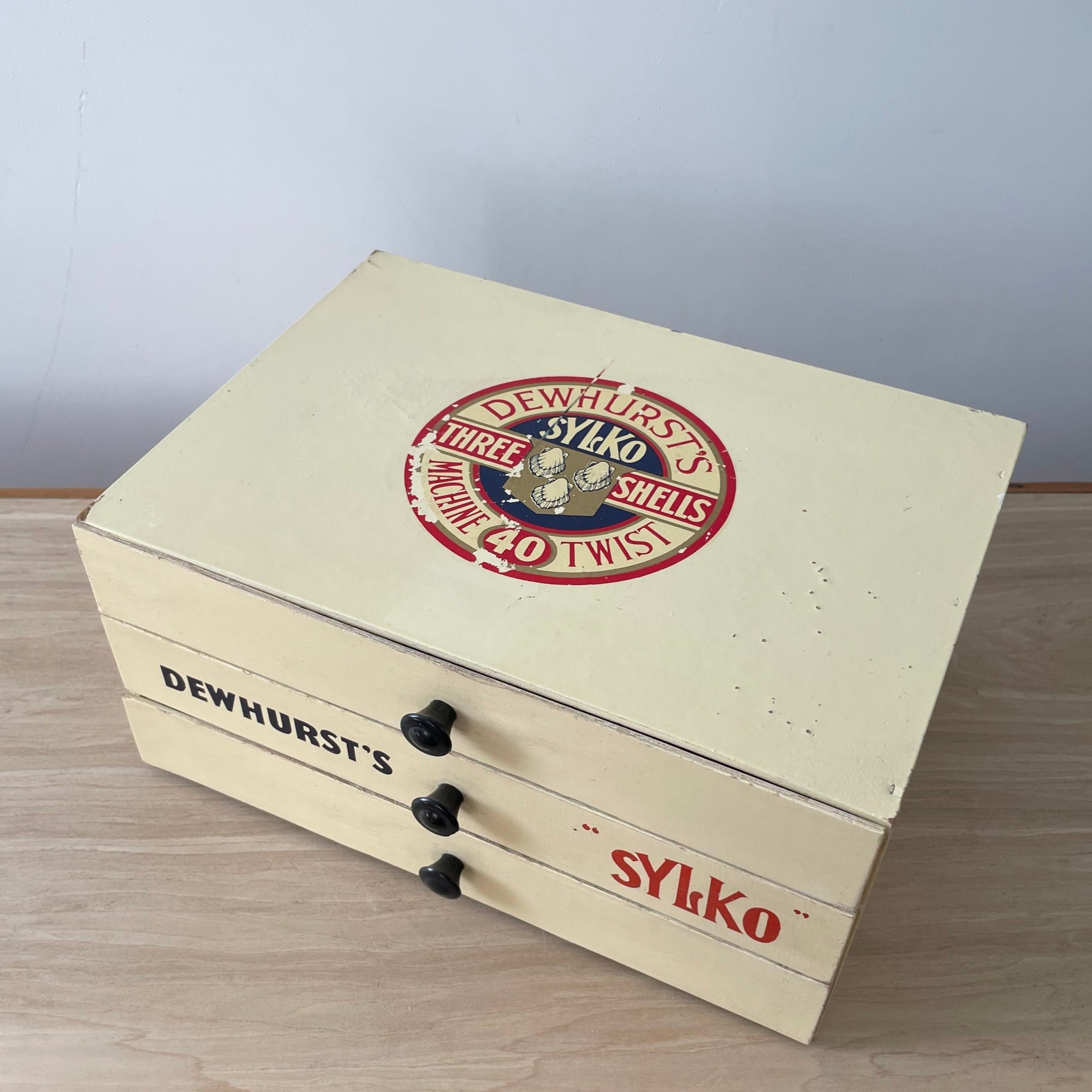 Vintage Dewhurst’s Sylko Cotton Reel Drawers – Three-Drawer Shop Display Cabinet