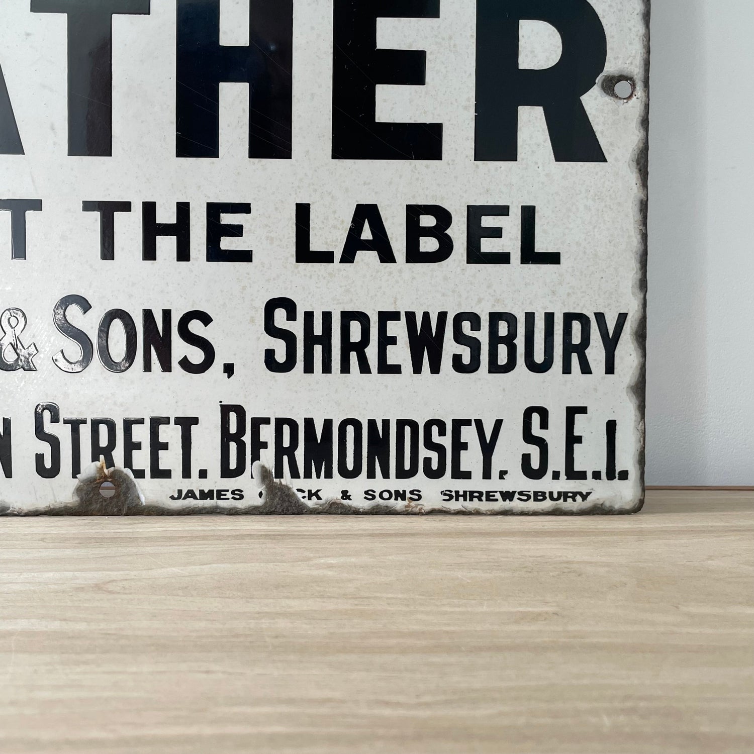 Rare Original Enamel Sign – ‘Cock of the Walk’ Leather – James Cock &amp; Sons Bootmaker Advertising