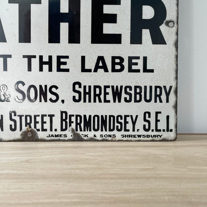 Rare Original Enamel Sign – ‘Cock of the Walk’ Leather – James Cock &amp; Sons Bootmaker Advertising