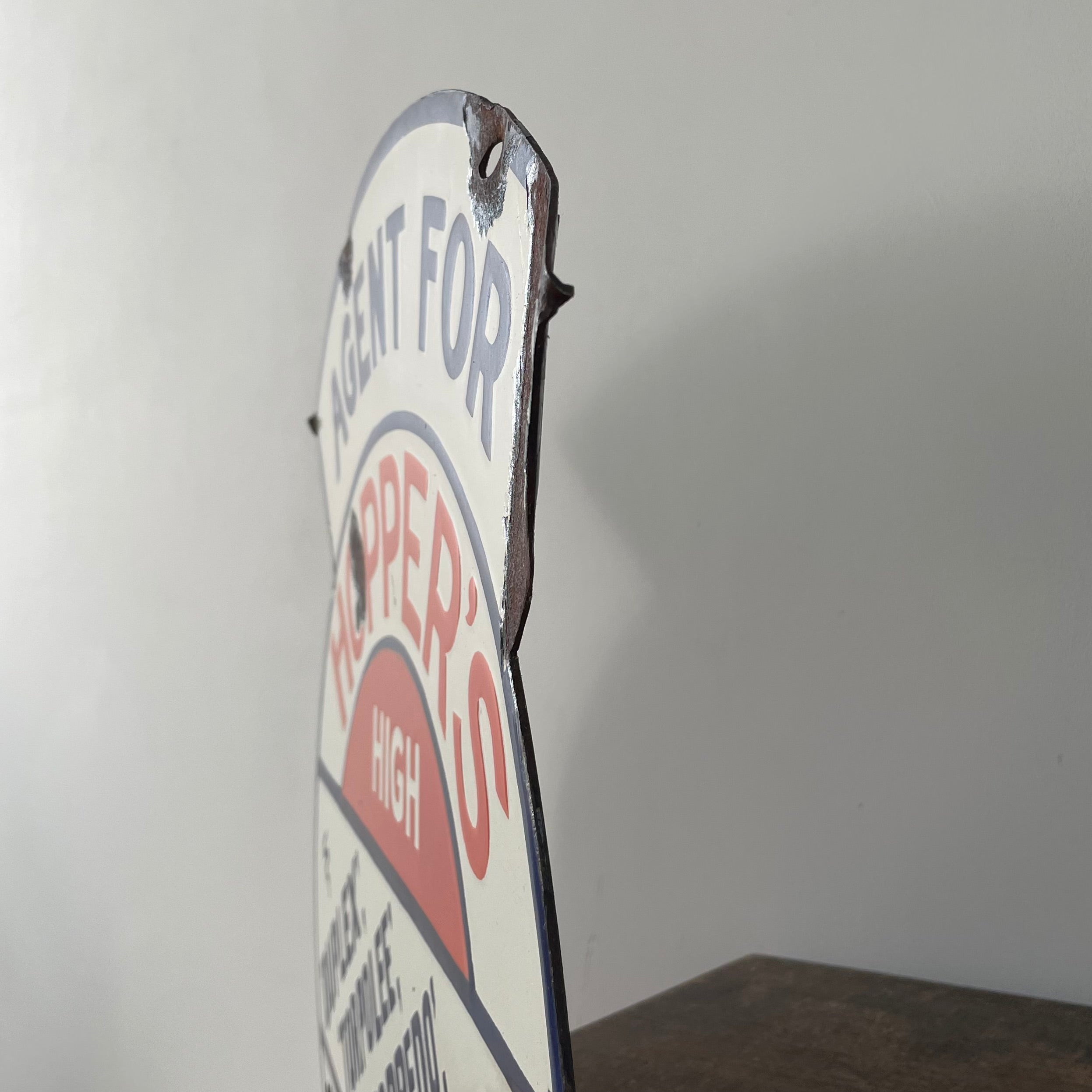 Genuine Original Enamel Hopper’s Cycles Advertising Sign  – Bicycle Agent Porcelain Sign c.1930s