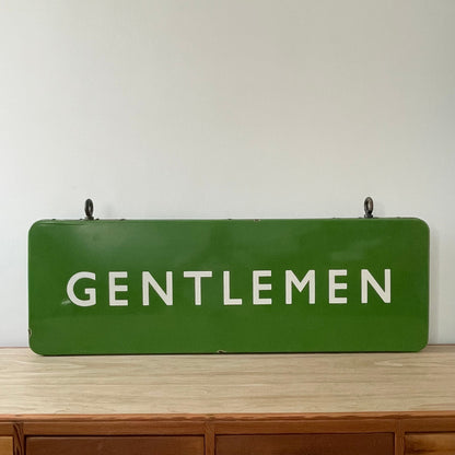 Vintage British Railway Enamel Sign – Double-Sided &quot;GENTLEMEN&quot;