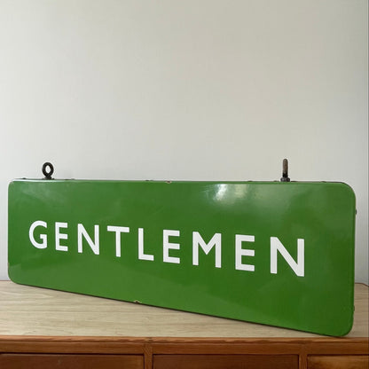 Vintage British Railway Enamel Sign – Double-Sided &quot;GENTLEMEN&quot;