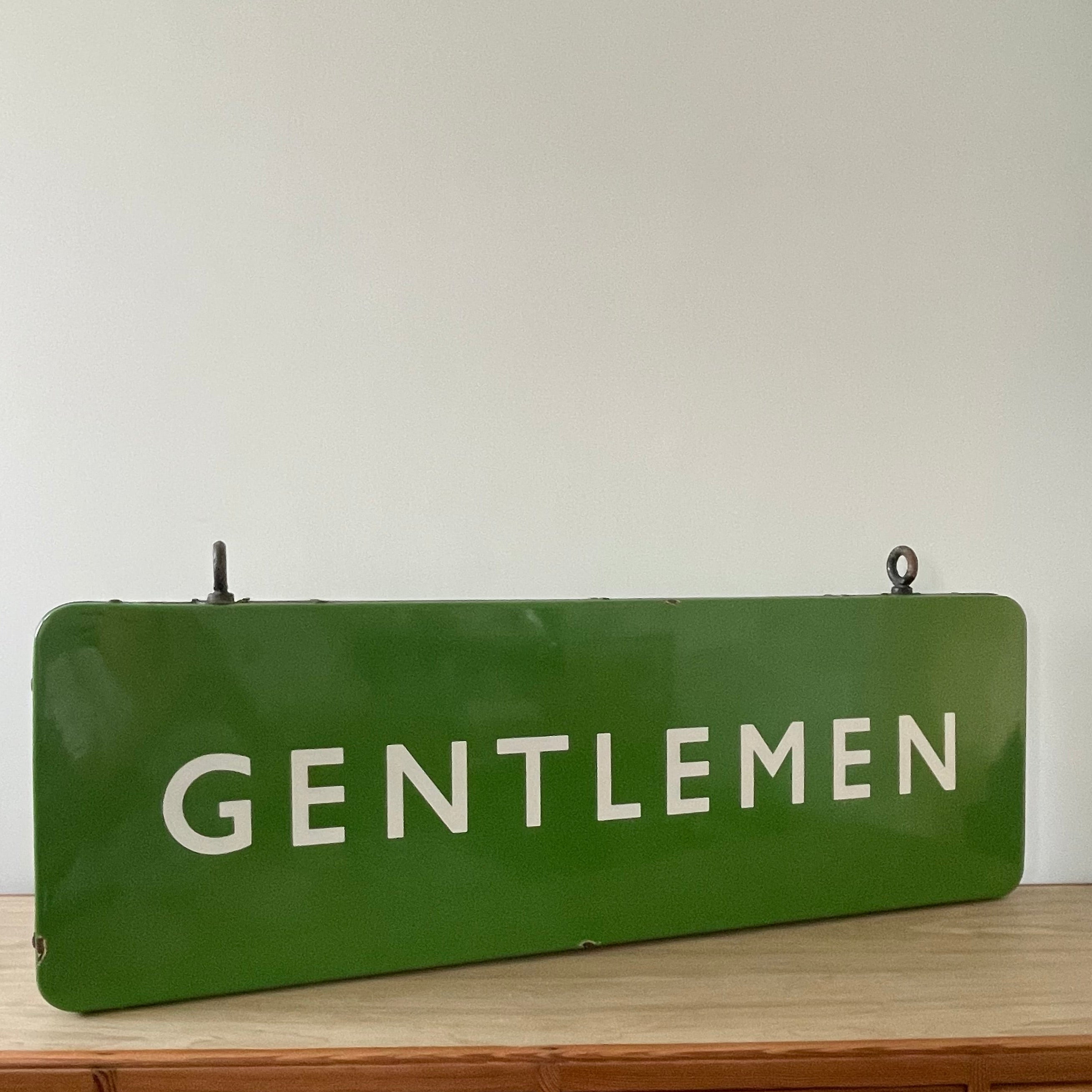 Vintage British Railway Enamel Sign – Double-Sided &quot;GENTLEMEN&quot;