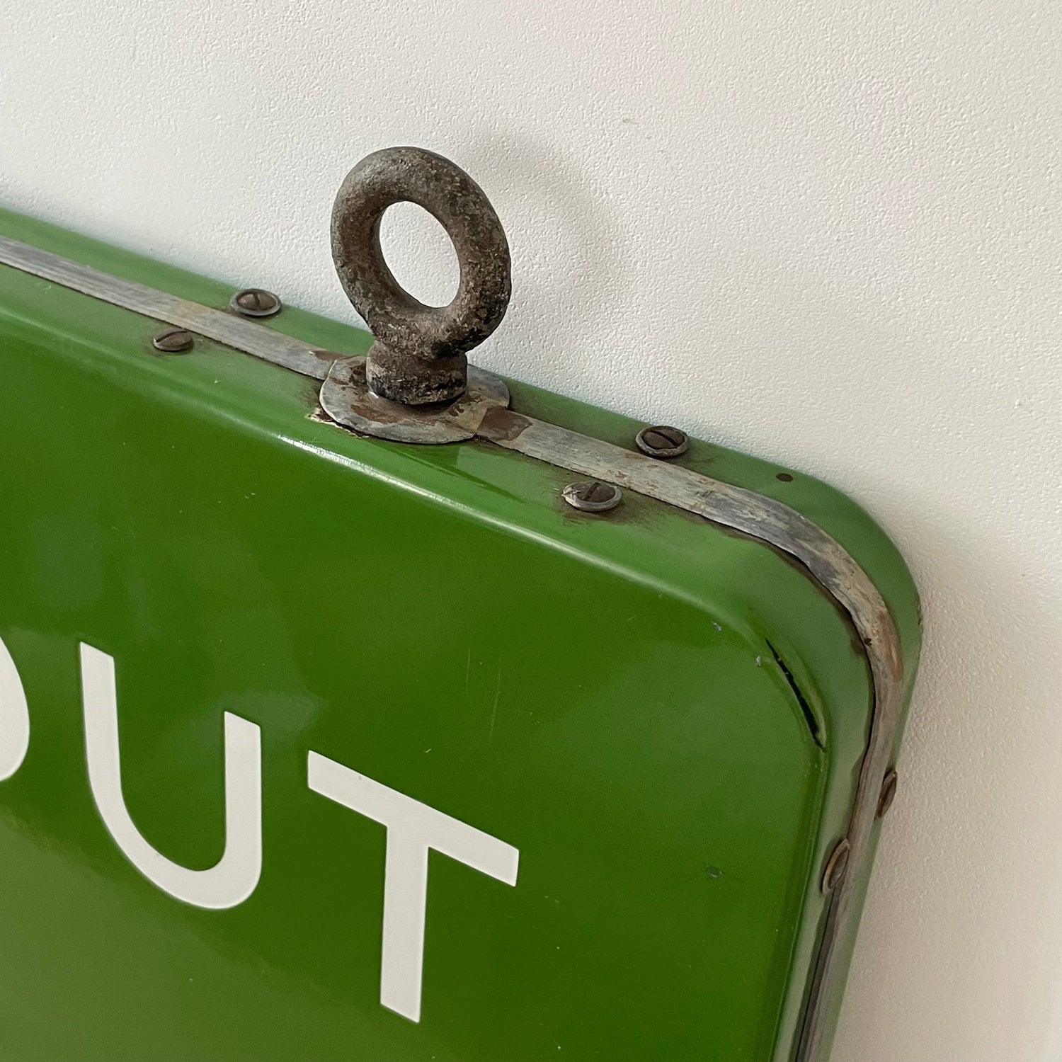 Vintage British Railway Enamel Sign – &quot;WAY OUT AND LADIES ROOM&quot;