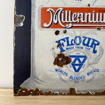 Original Enamel Advertising Sign – Millennium Flour by W.V. &amp; Sons, Liverpool – Early 20th Century