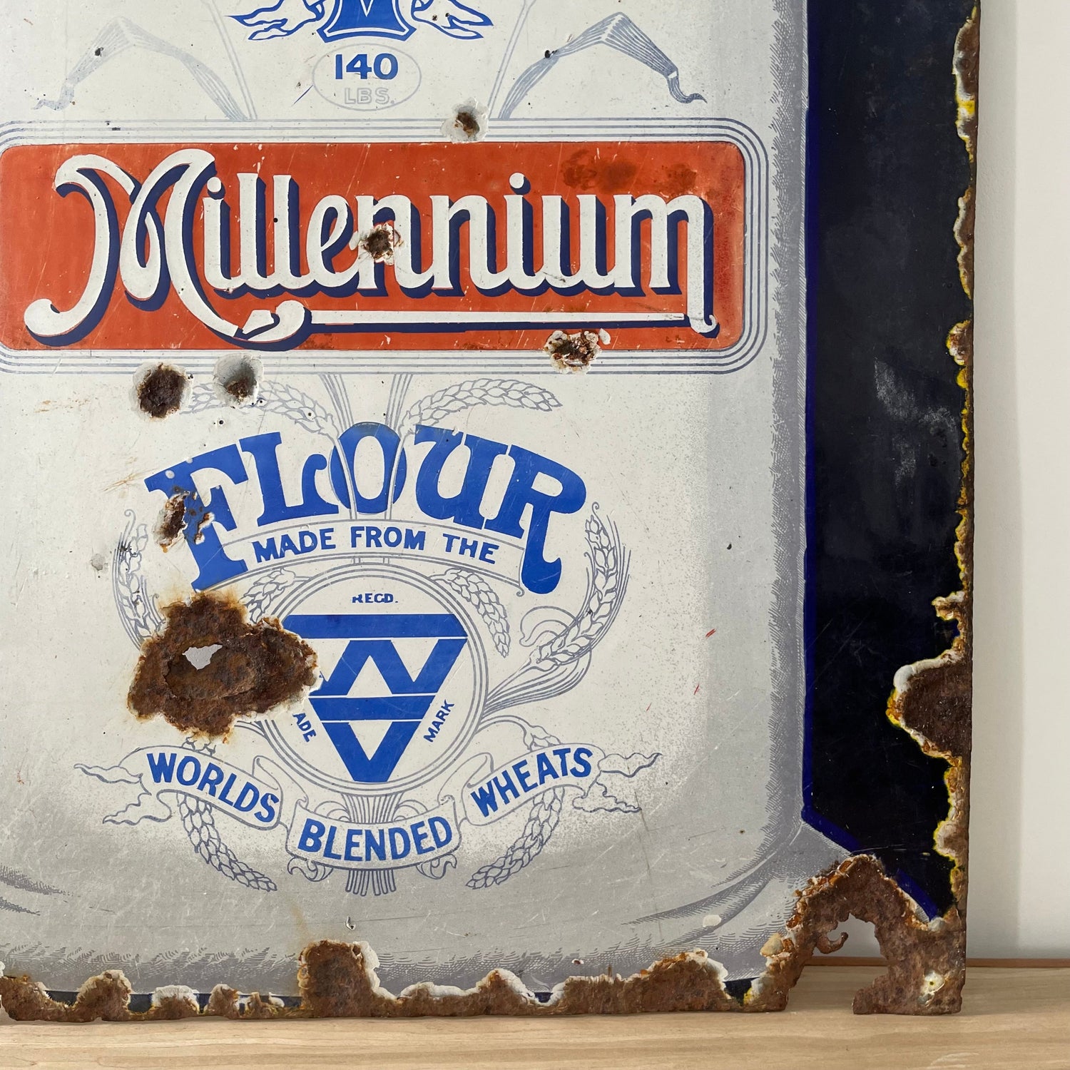 Original Enamel Advertising Sign – Millennium Flour by W.V. &amp; Sons, Liverpool – Early 20th Century