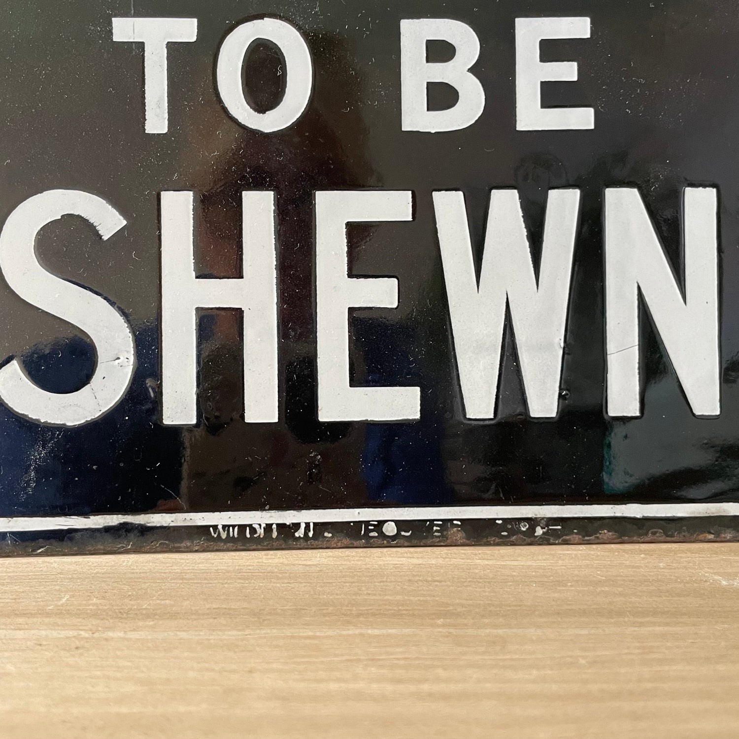 Original Vintage Enamel Railway Sign – &quot;All Season Tickets To Be Shewn&quot; – Black &amp; White