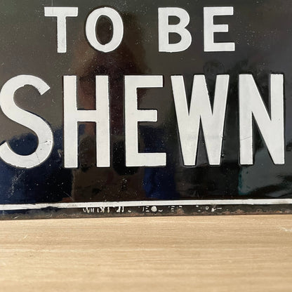 Original Vintage Enamel Railway Sign – &quot;All Season Tickets To Be Shewn&quot; – Black &amp; White