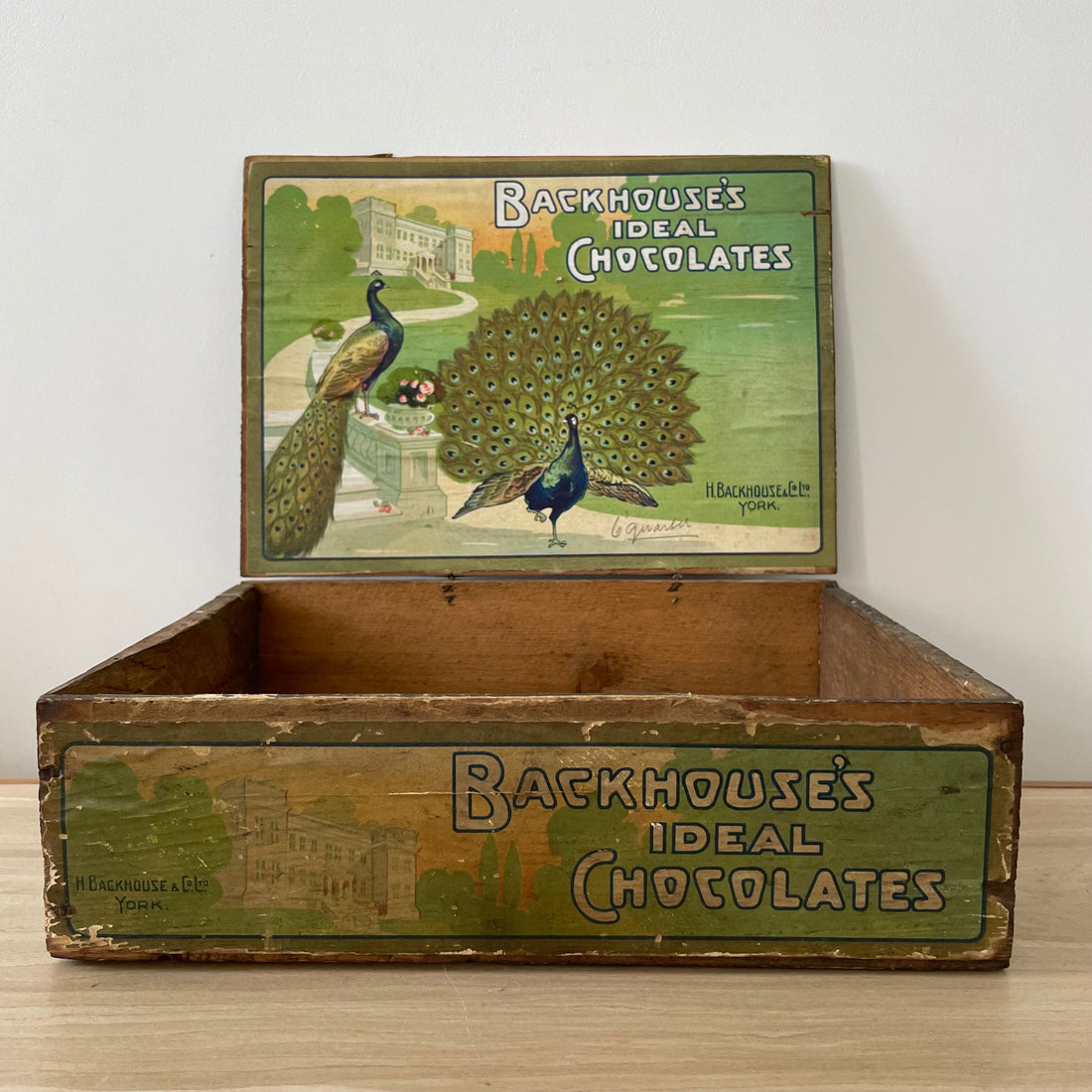 Antique Backhouse’s Ideal Chocolates Wooden Box – York, Early 1900s