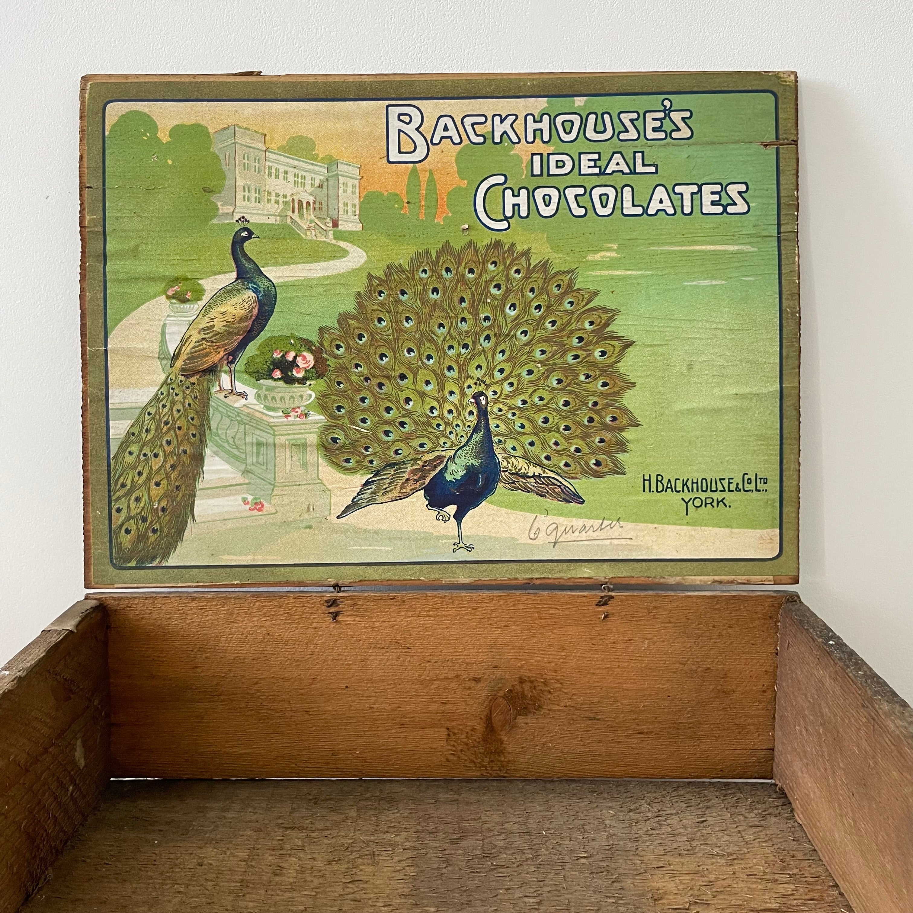 Antique Backhouse’s Ideal Chocolates Wooden Box – York, Early 1900s