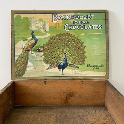 Antique Backhouse’s Ideal Chocolates Wooden Box – York, Early 1900s